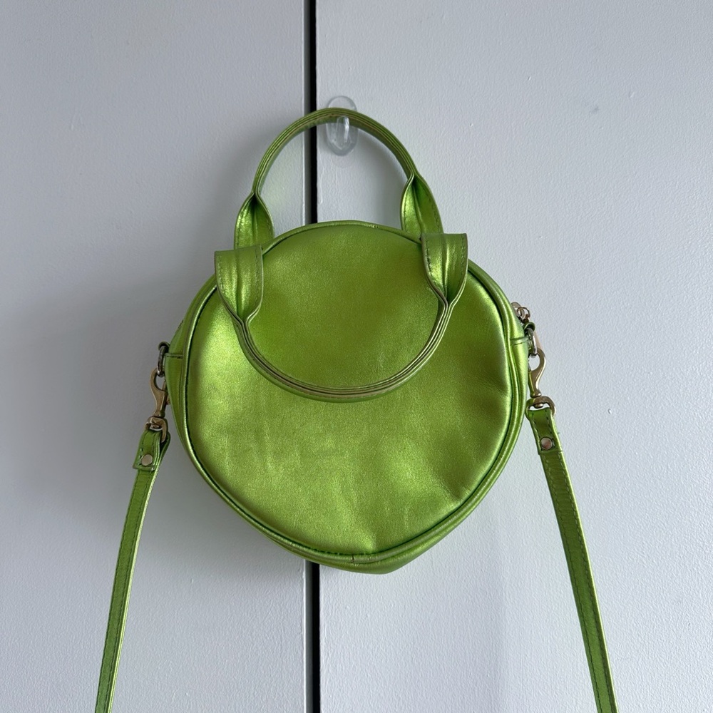Metallic Lime Green Round Handbag/shoulderbag